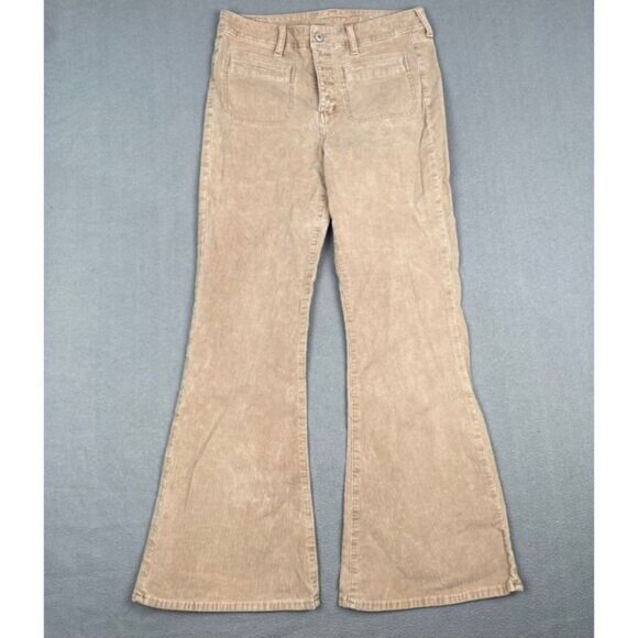 AMERICAN EAGLE Pants - AMERICAN EAGLE WOMEN'S SIZE 10 BEIGE SUPER HI-RISE FLARE CORDUROY CHINO PANTS